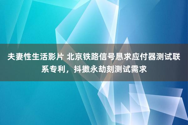 夫妻性生活影片 北京铁路信号恳求应付器测试联系专利，抖擞永劫刻测试需求