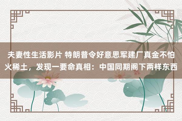 夫妻性生活影片 特朗普令好意思军建厂真金不怕火稀土，发现一要命真相：中国同期阁下两样东西