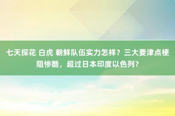 七天探花 白虎 朝鲜队伍实力怎样？三大要津点梗阻惨酷，超过日本印度以色列？