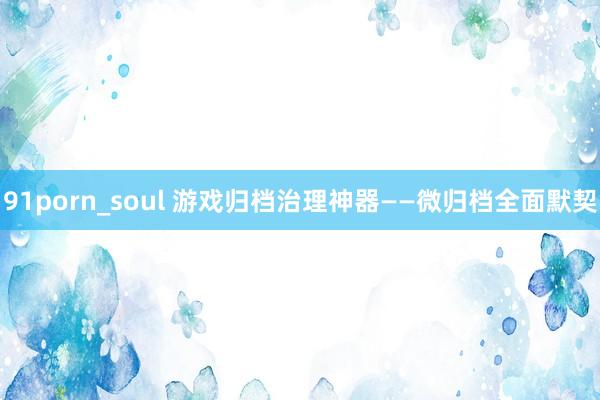 91porn_soul 游戏归档治理神器——微归档全面默契