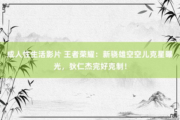 成人性生活影片 王者荣耀：新骁雄空空儿克星曝光，狄仁杰完好克制！
