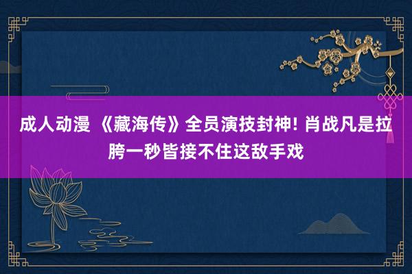 成人动漫 《藏海传》全员演技封神! 肖战凡是拉胯一秒皆接不住这敌手戏