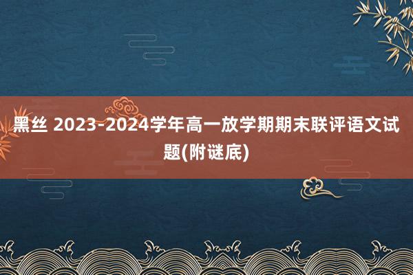 黑丝 2023-2024学年高一放学期期末联评语文试题(附谜底)