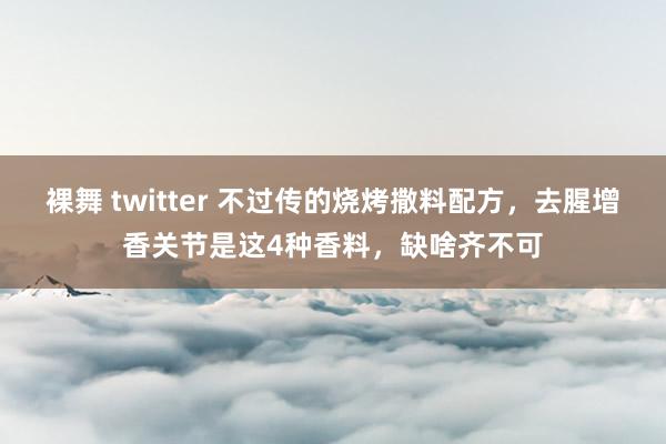 裸舞 twitter 不过传的烧烤撒料配方，去腥增香关节是这4种香料，缺啥齐不可